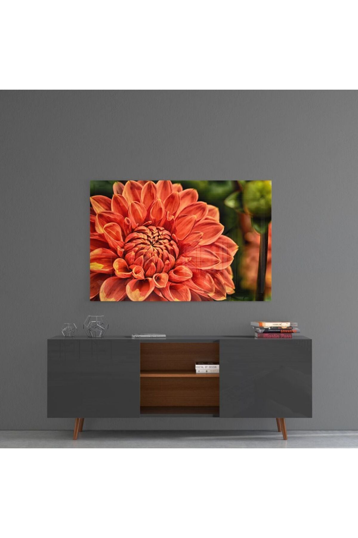 Turuncu Gerbera Cam Tablo