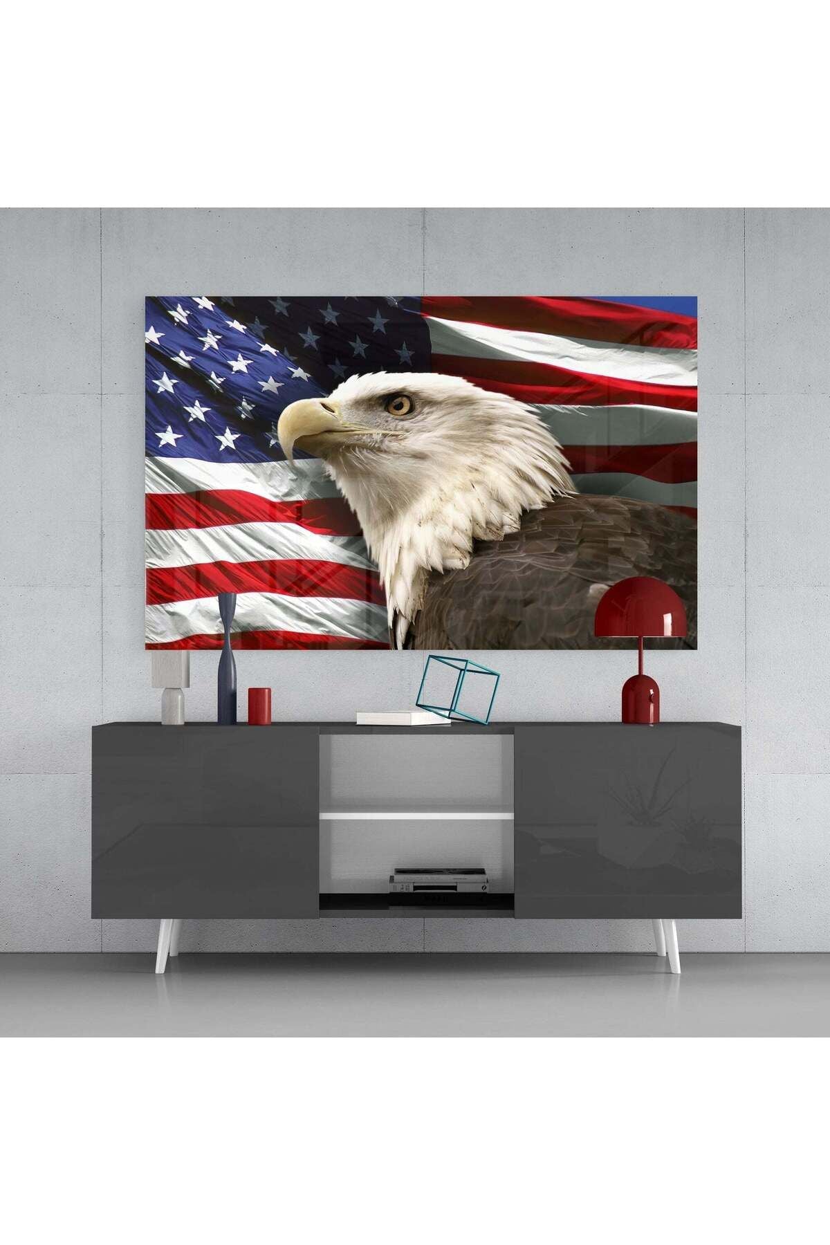 Amerikan Kartalı Cam Tablo