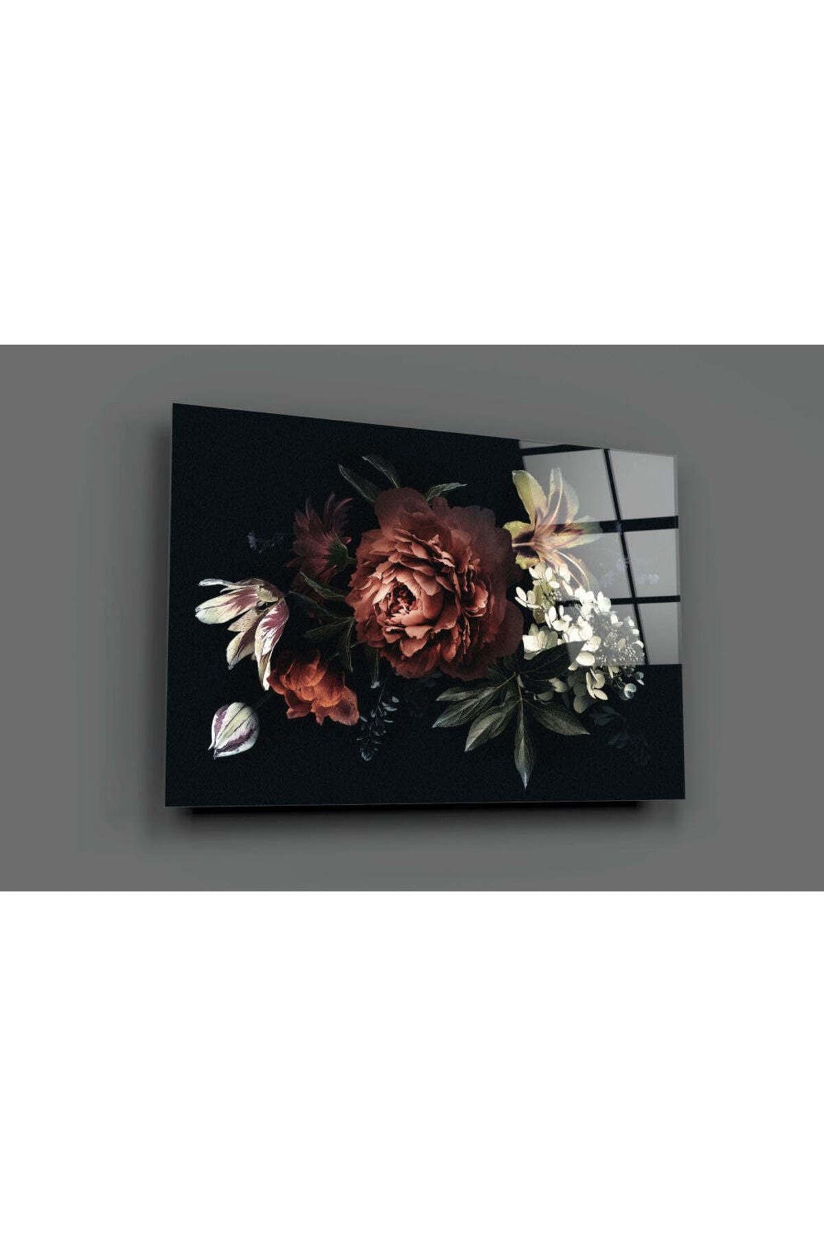 Floral Desen Cam Tablo