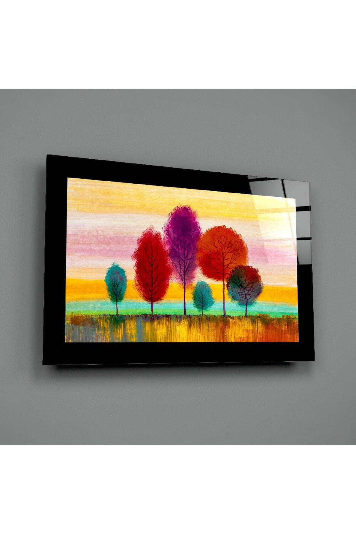 Pastel Ağaçlar Cam Tablo