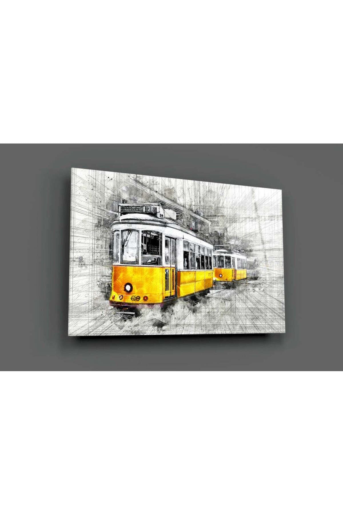 Sarı Tramvay Basel Cam Tablo