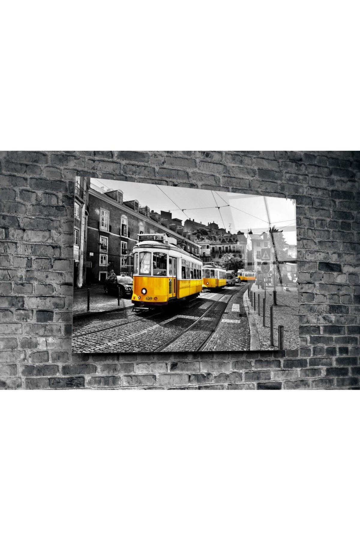 Sarı Tramvay (Lizbon) Cam Tablo