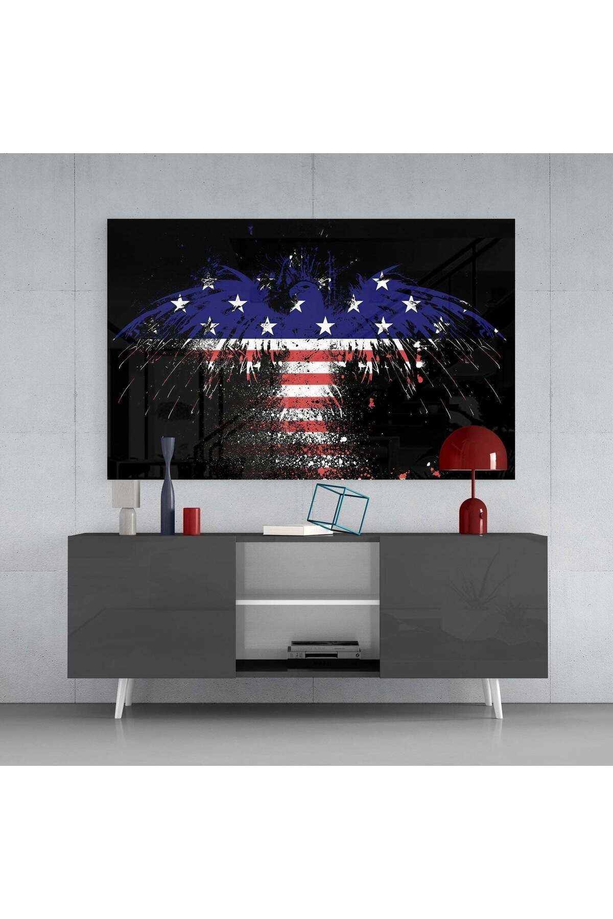 Amerikan Kartalı Cam Tablo