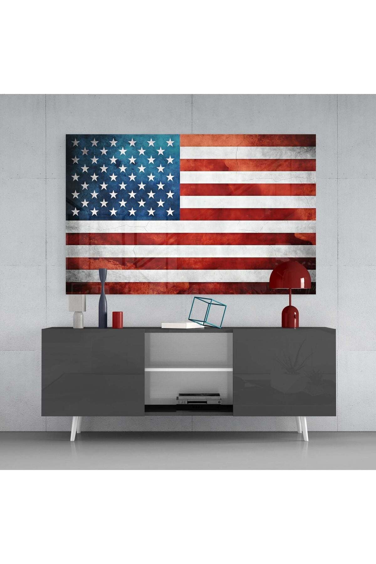 Amerikan Bayrağı Cam Tablo