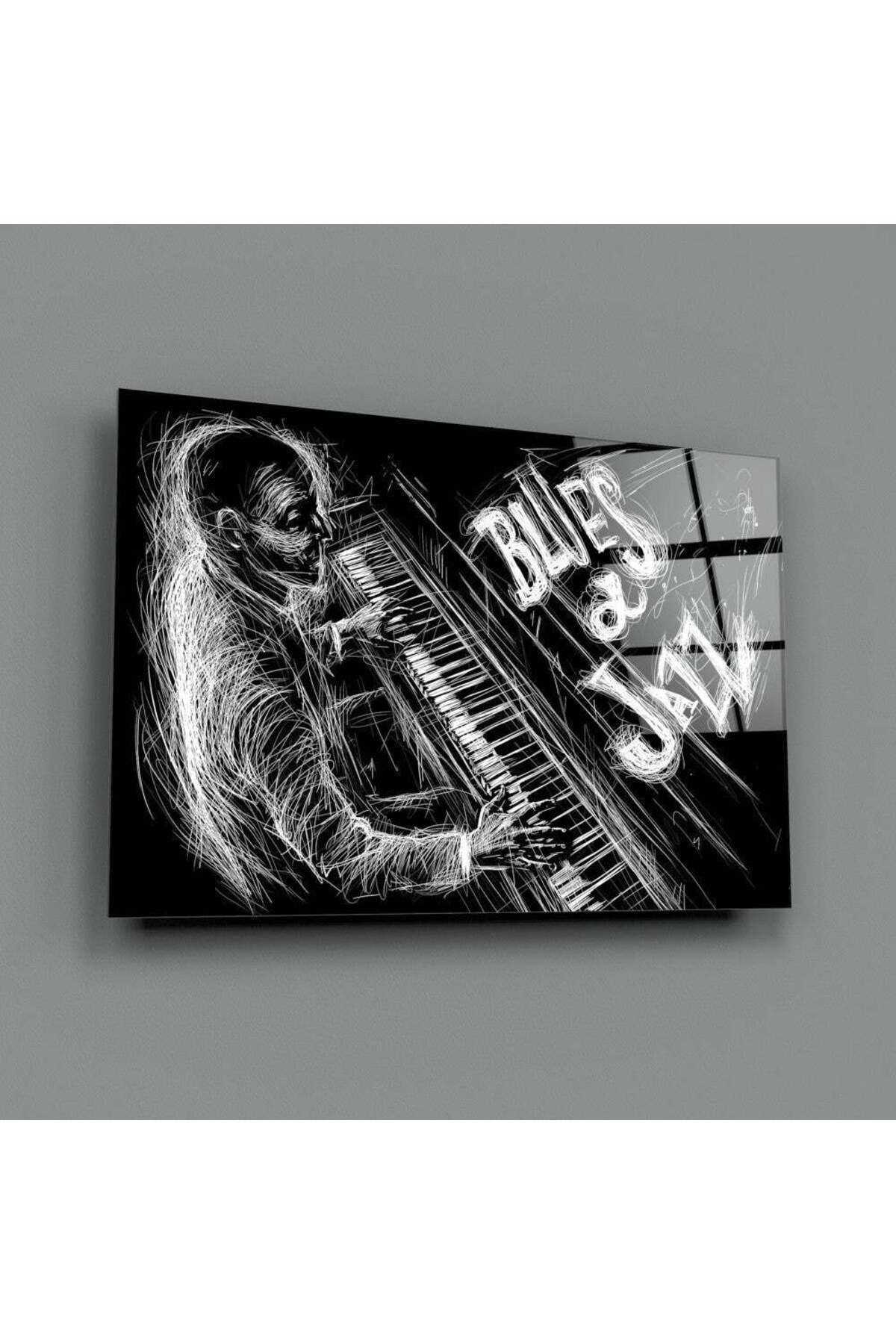 Jazz Blues Müzik Cam Tablo