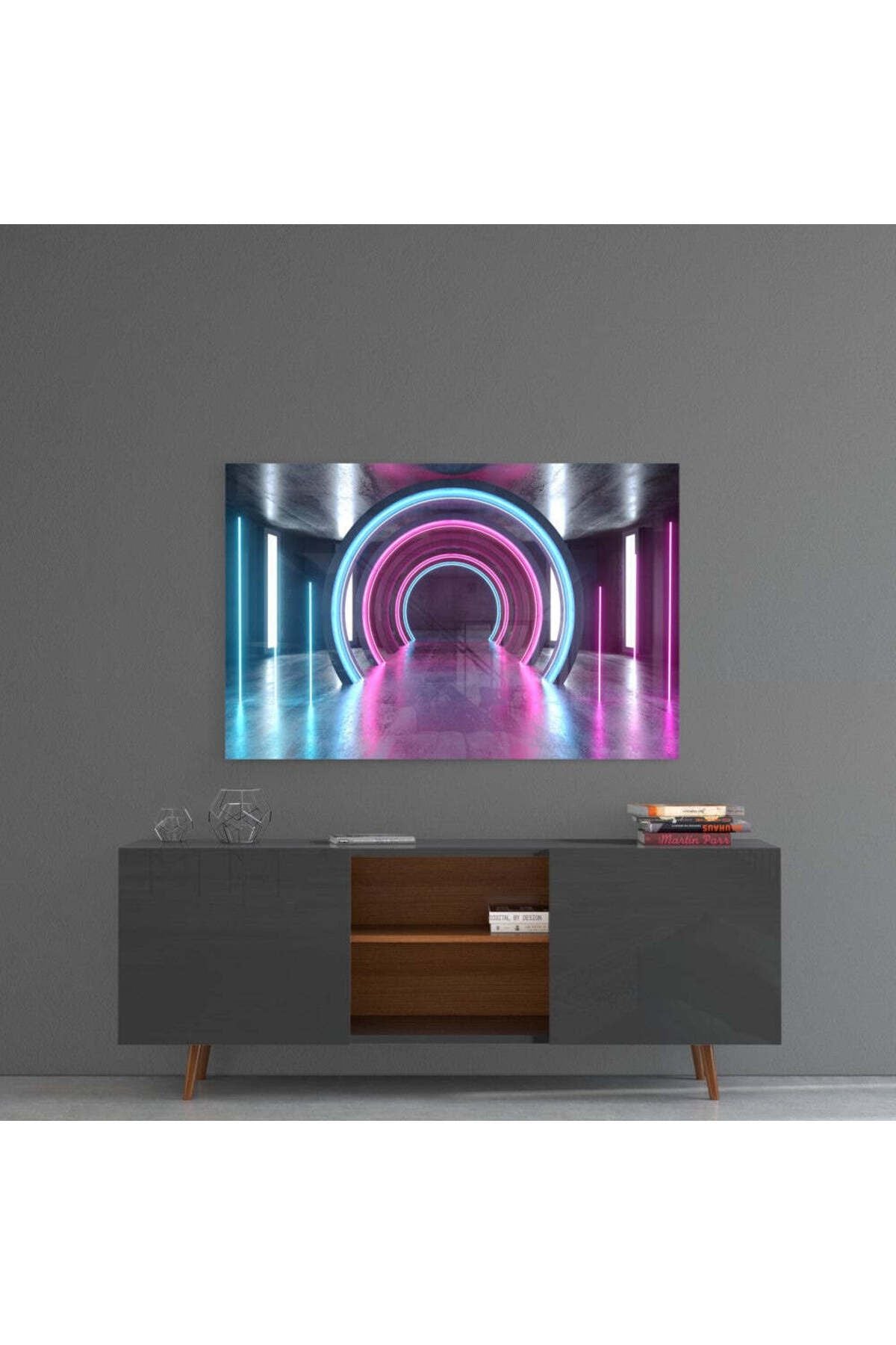 Neon Işıklar Cam Tablo