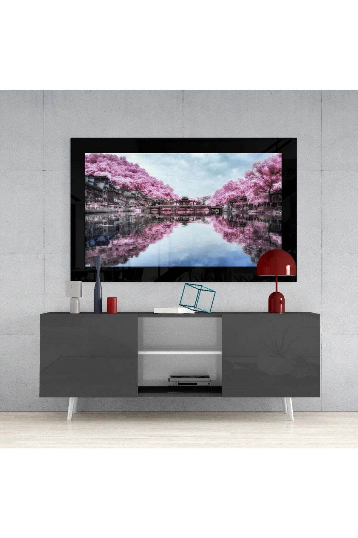Sakura Ağaçları Cam Tablo