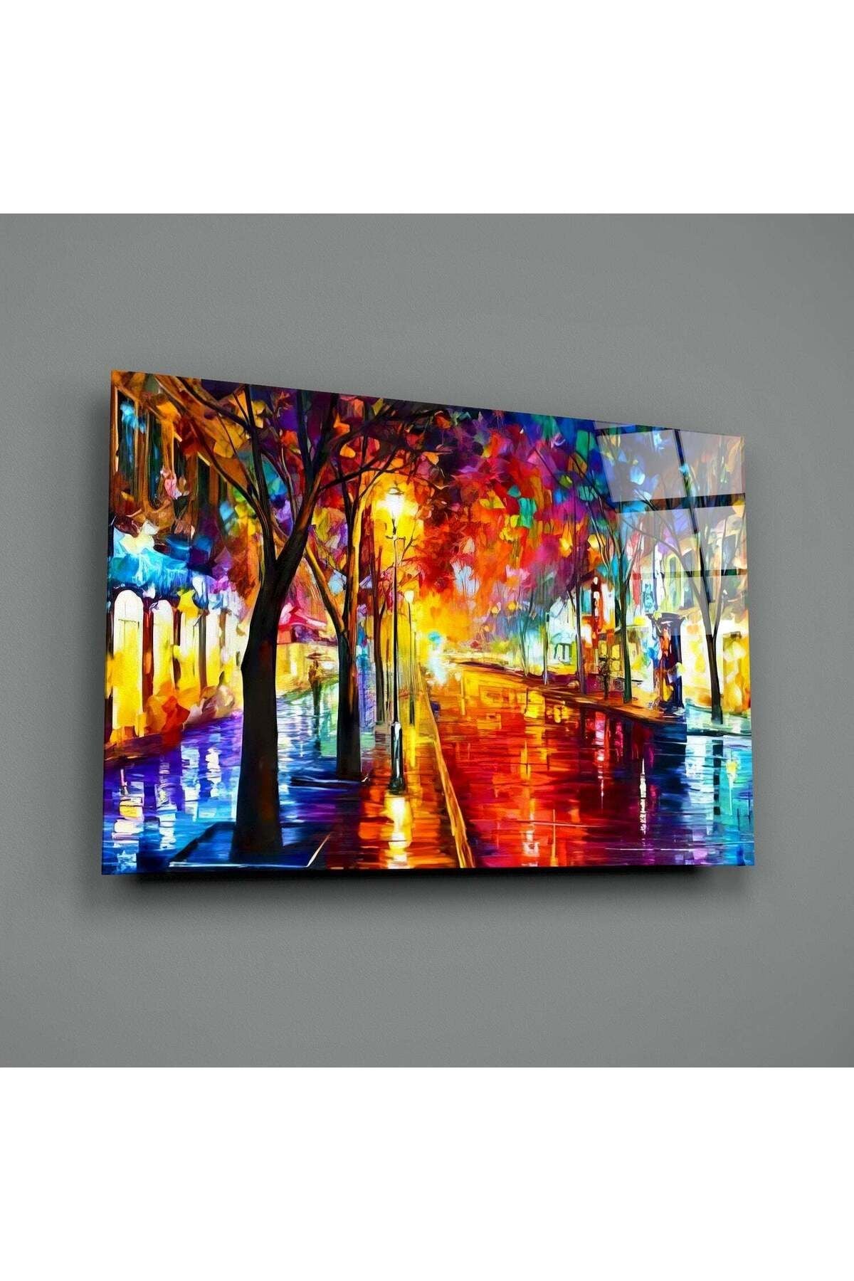 Işıklı Cadde Cam Tablo