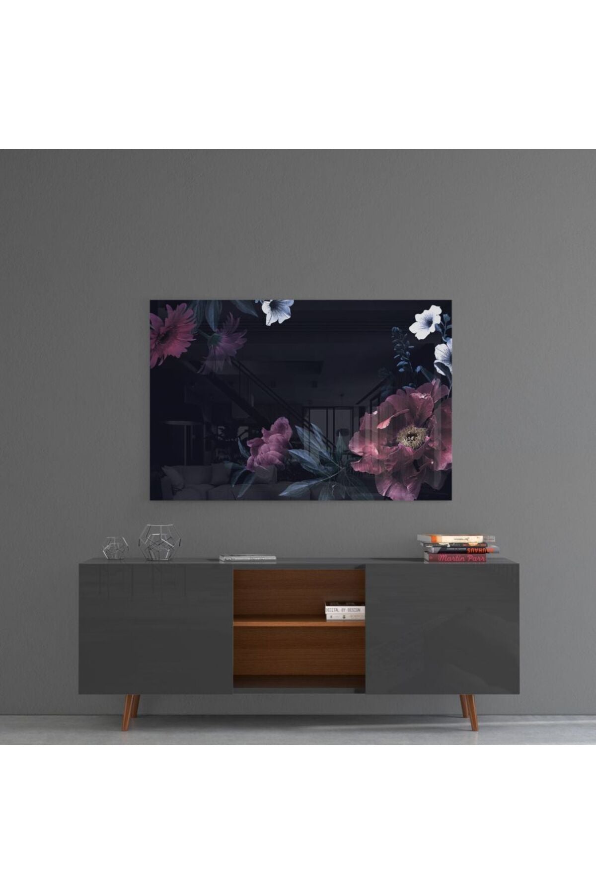 Floral Desen Cam Tablo