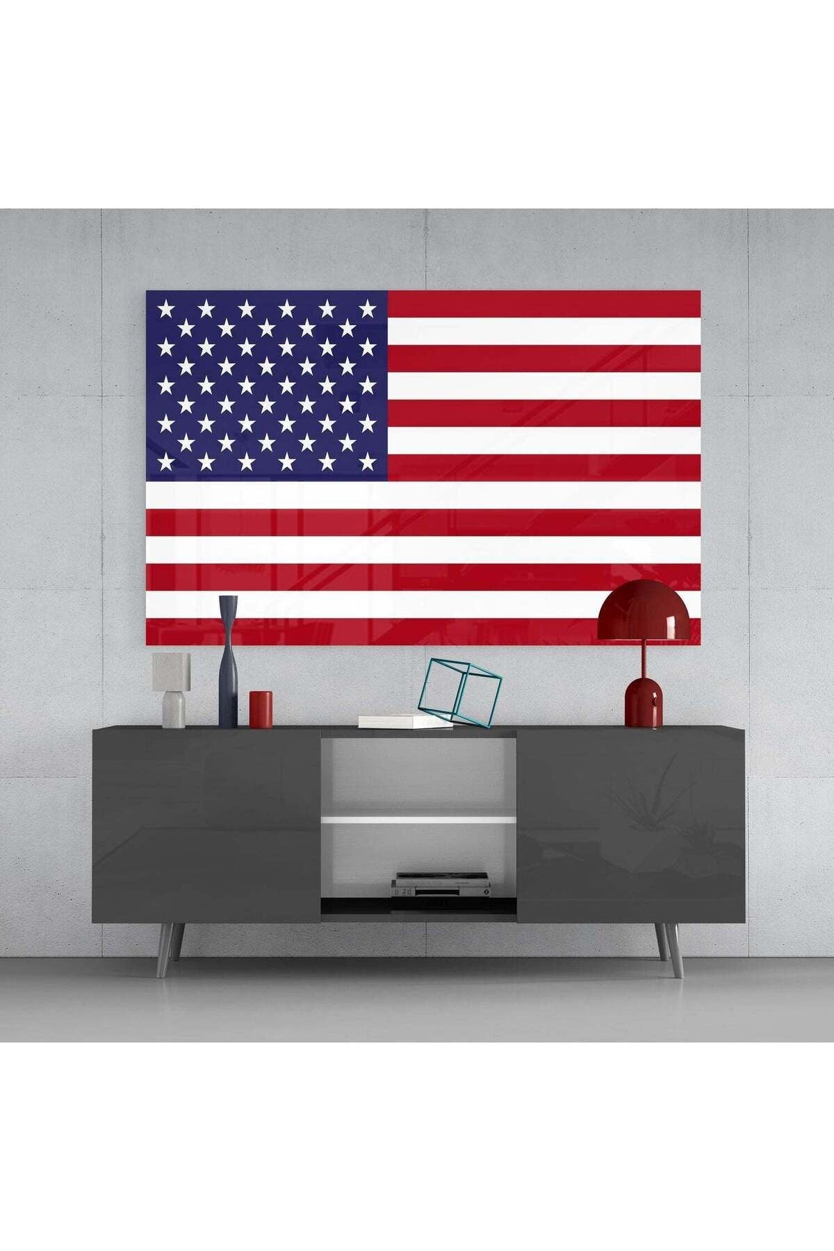 Amerikan Bayrağı Cam Tablo