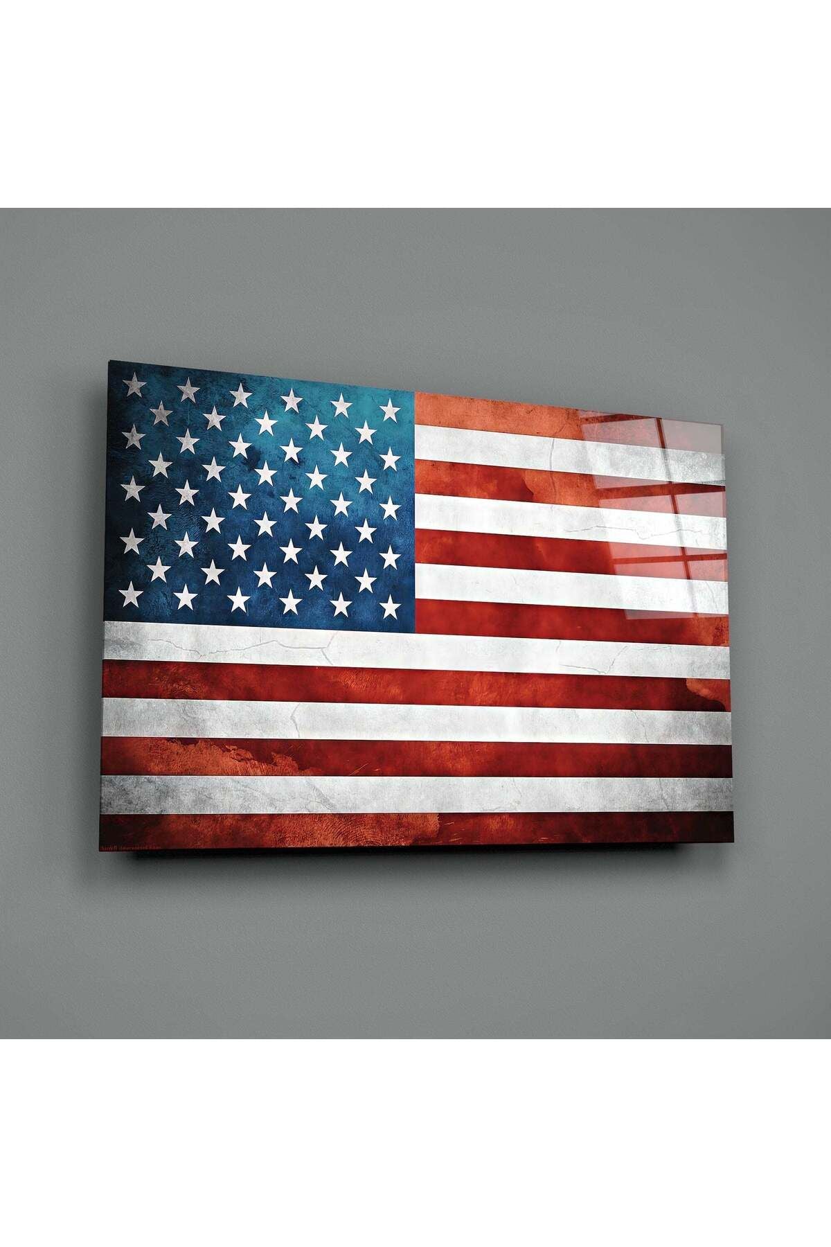 Amerikan Bayrağı Cam Tablo