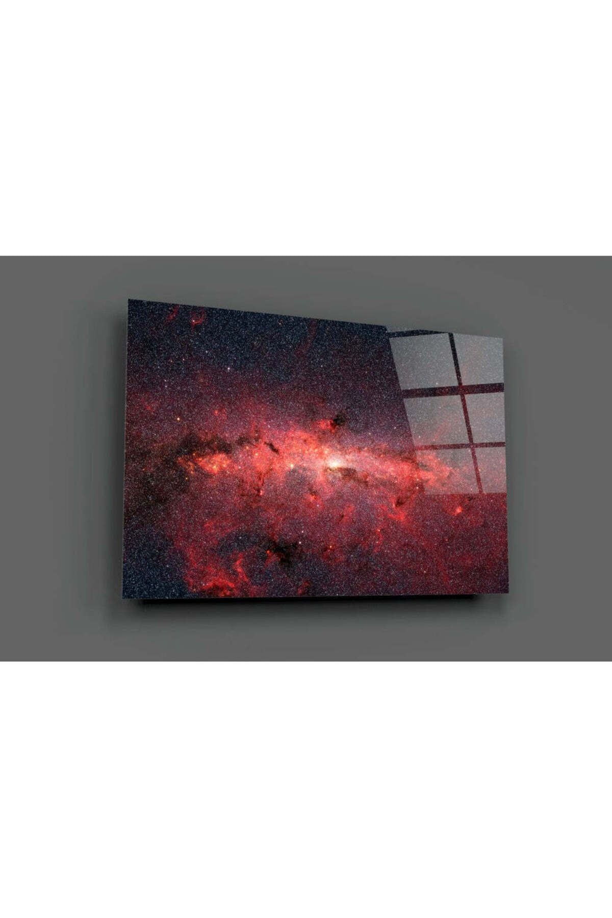 Kırmızı Nebula Cam Tablo