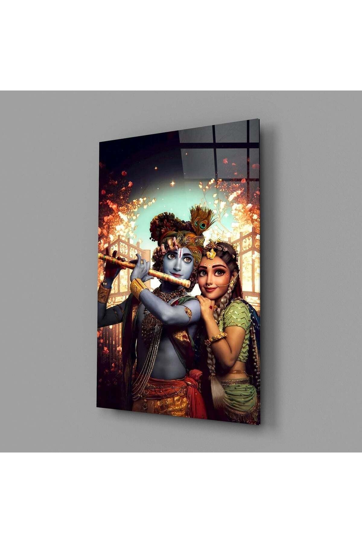 Krishna Ve Radha Cam Tablo