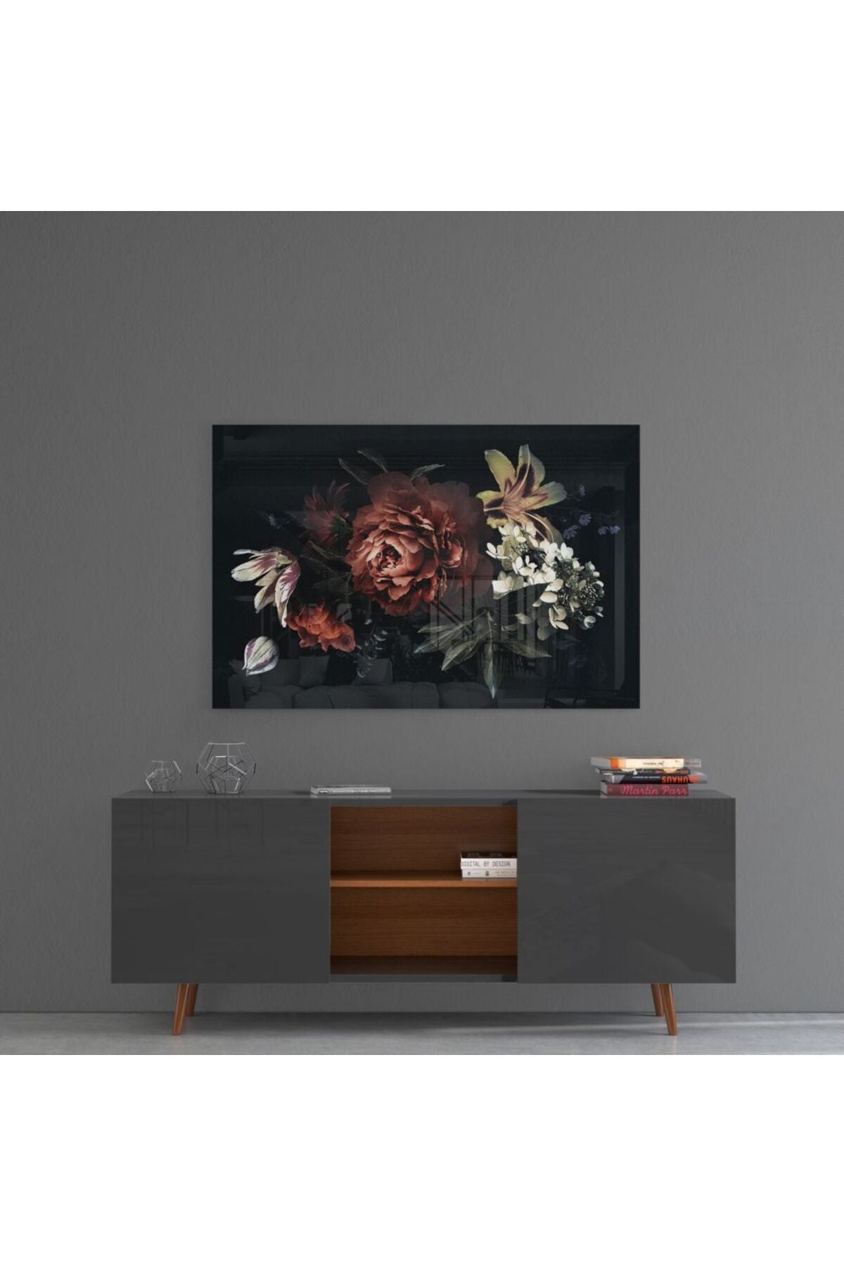 Floral Desen Cam Tablo