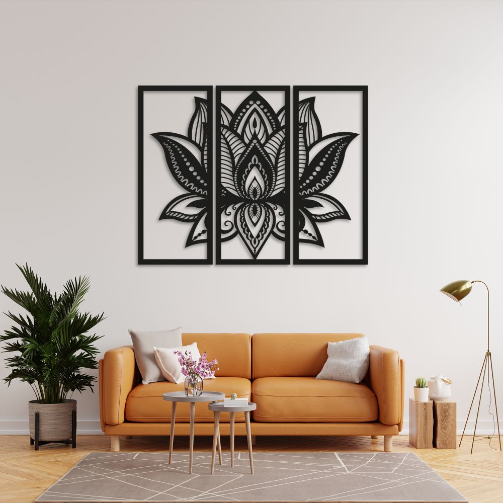 Üç Parça Lotus Metal Tablo