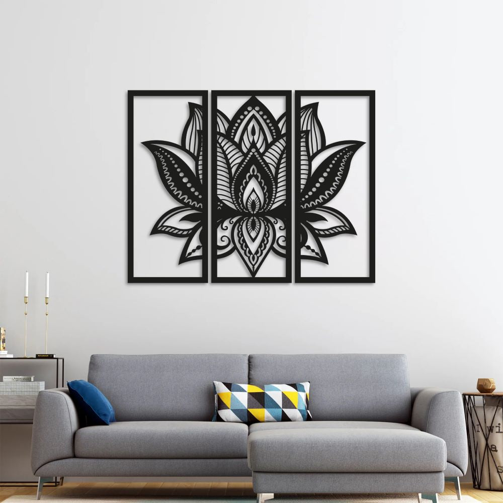Üç Parça Lotus Metal Tablo