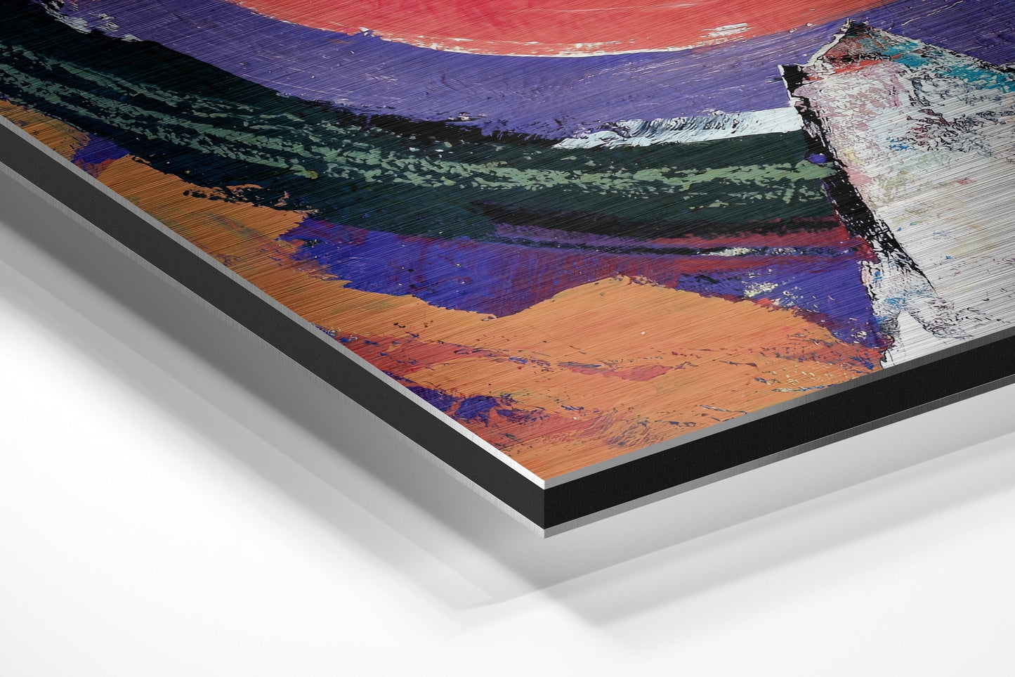 Kandinsky Tarzı Fırçalı Metalik Alu-Dibond