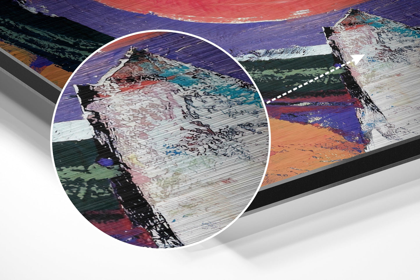Kandinsky Tarzı Fırçalı Metalik Alu-Dibond
