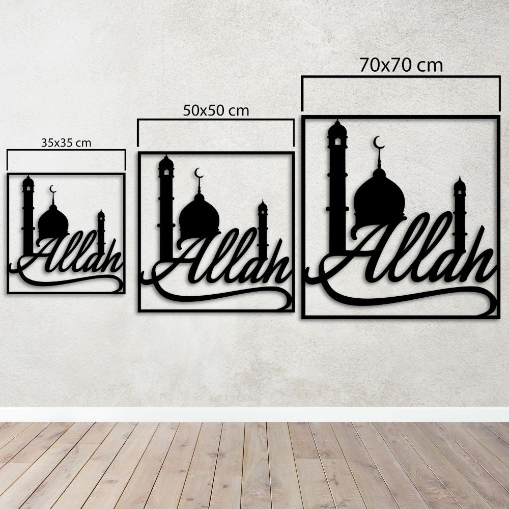 Allah ve Cami İslami Metal Tablo