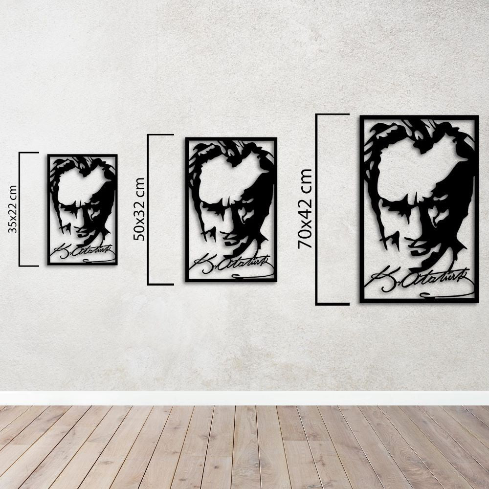 Atatürk İmza ve Portre Metal Tablo