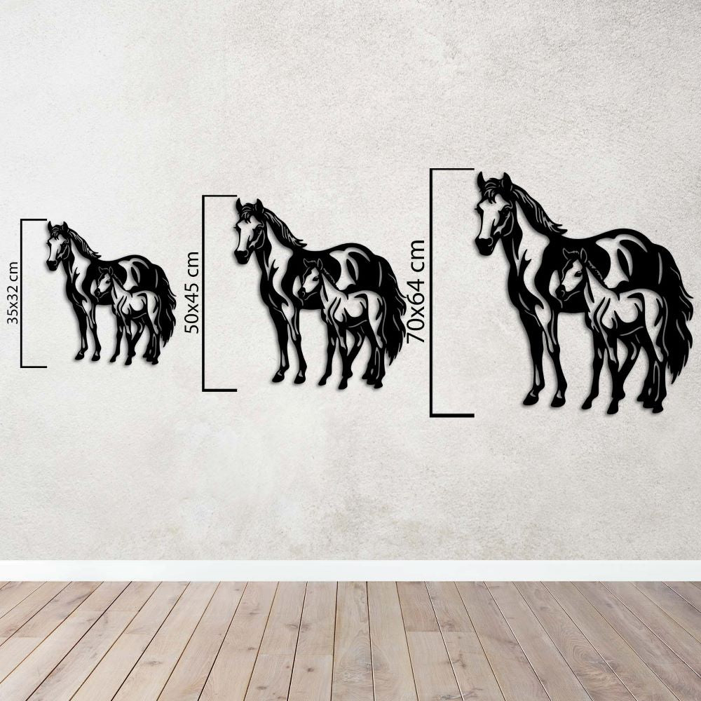 Mother and Foal Horse Metal Painting