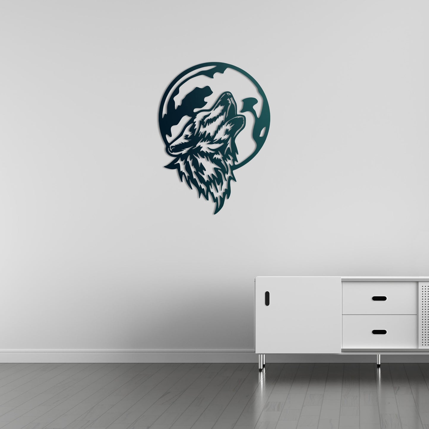 Wolf in the Moonlight Metal Painting
