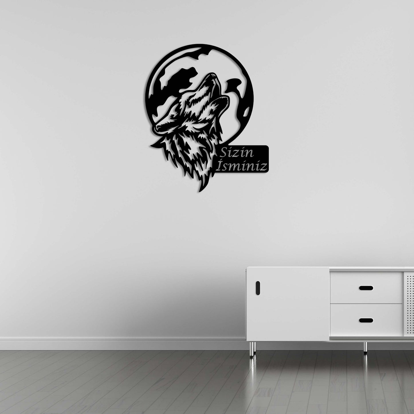 Wolf in the Moonlight Metal Painting
