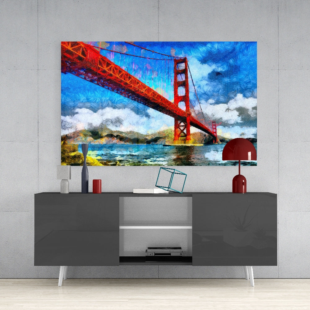 Golden Gate Bridge Köprüsü Cam Tablo