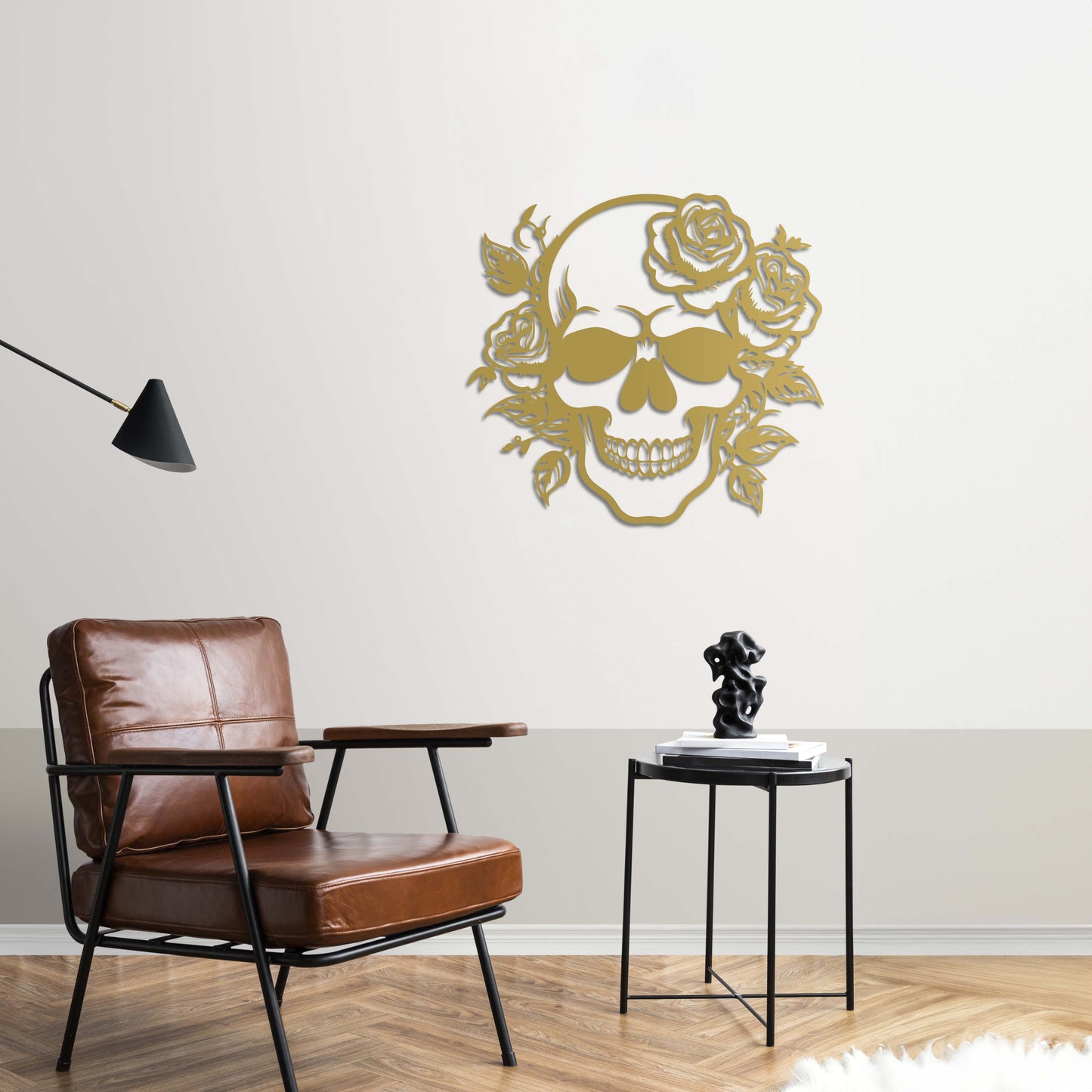 Floral Skull Metal Wall Art
