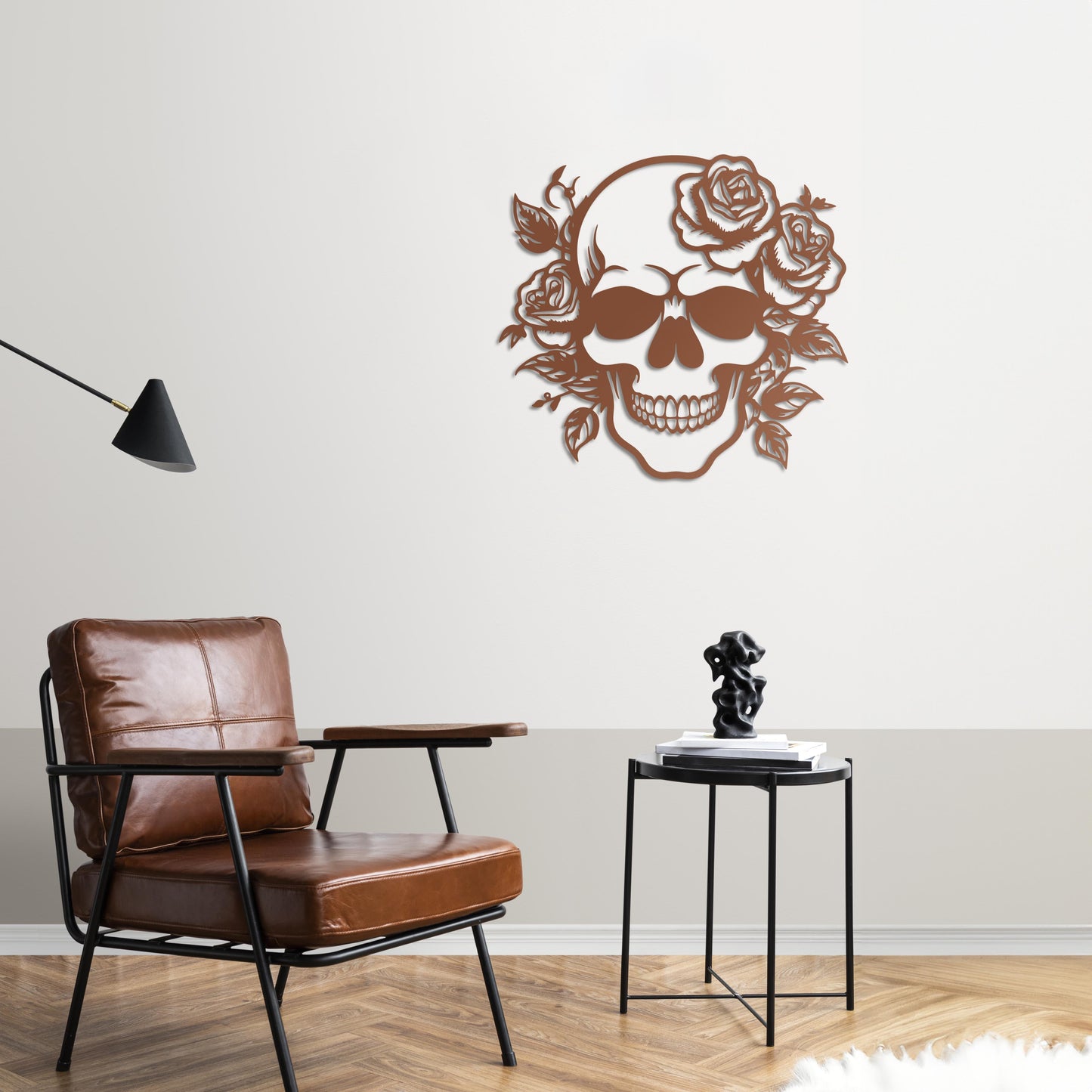Floral Skull Metal Wall Art