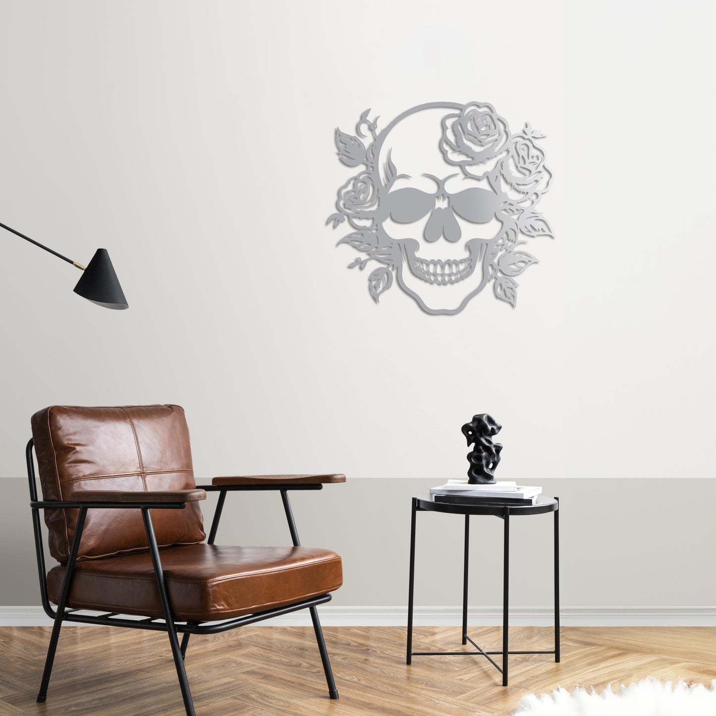 Floral Skull Metal Wall Art
