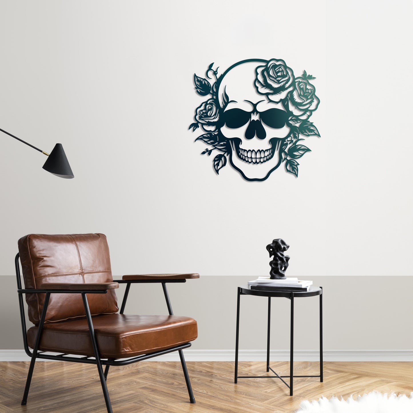 Floral Skull Metal Wall Art
