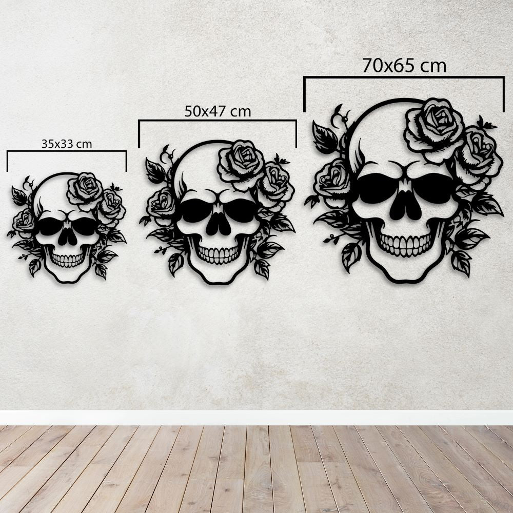 Floral Skull Metal Wall Art