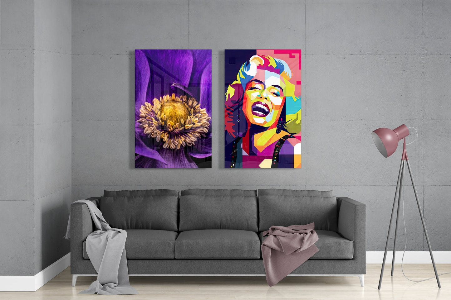 Marilyn Monroe 2 Parçalı Kombin Cam Tablo