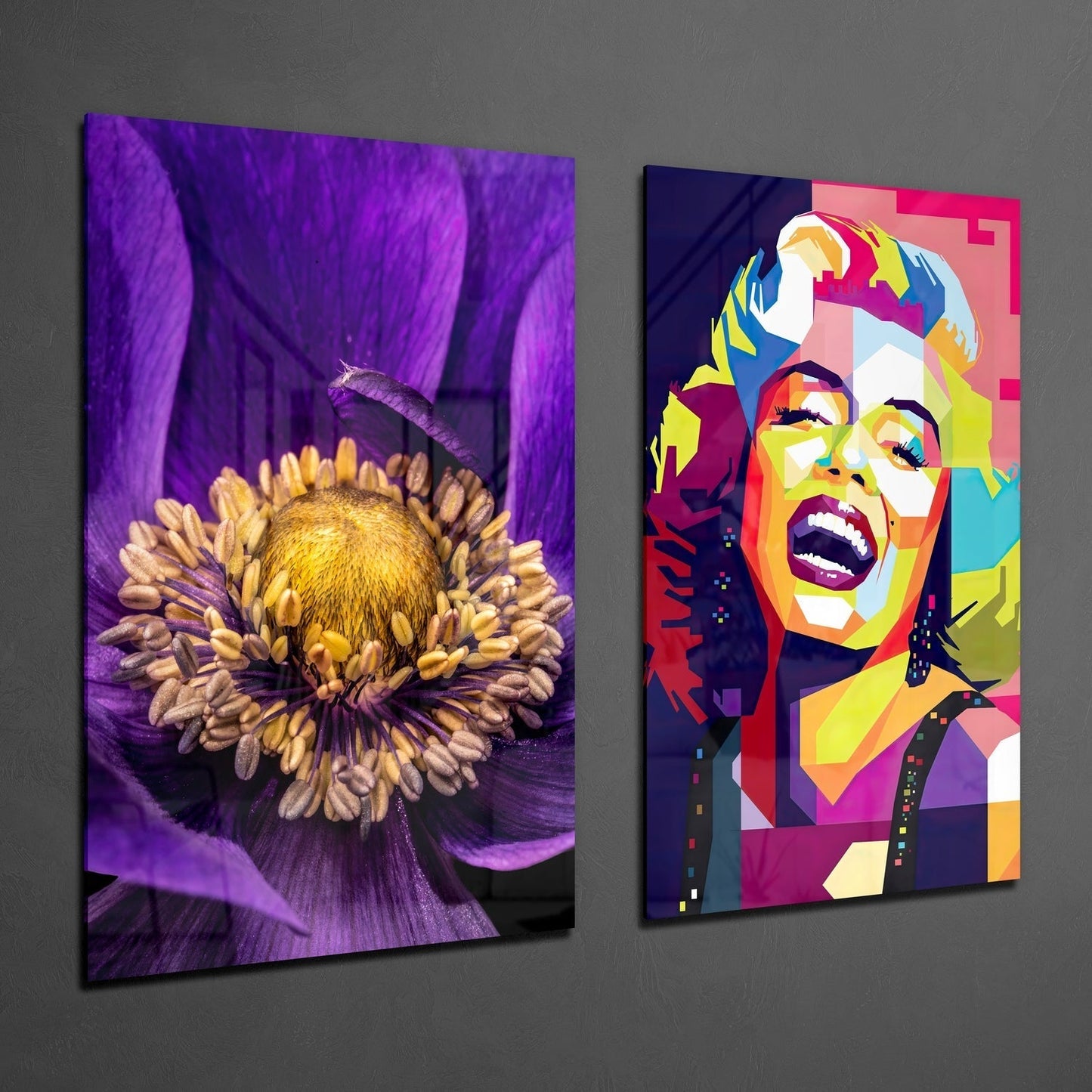 Marilyn Monroe 2 Parçalı Kombin Cam Tablo