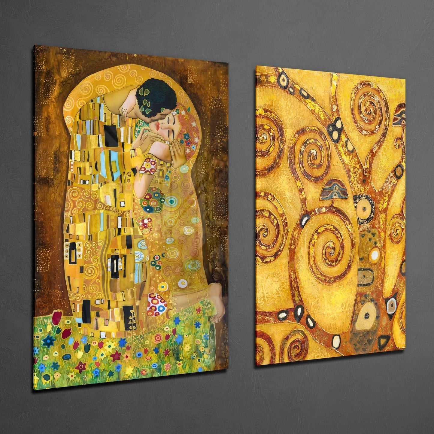Klimt 2 Parçalı Kombin Cam Tablo