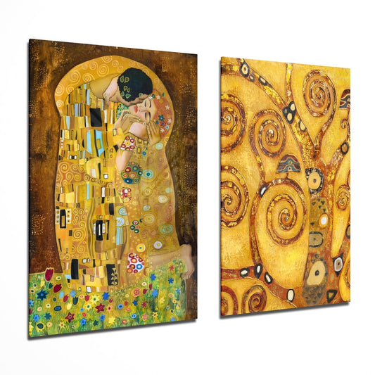 Klimt 2 Parçalı Kombin Cam Tablo