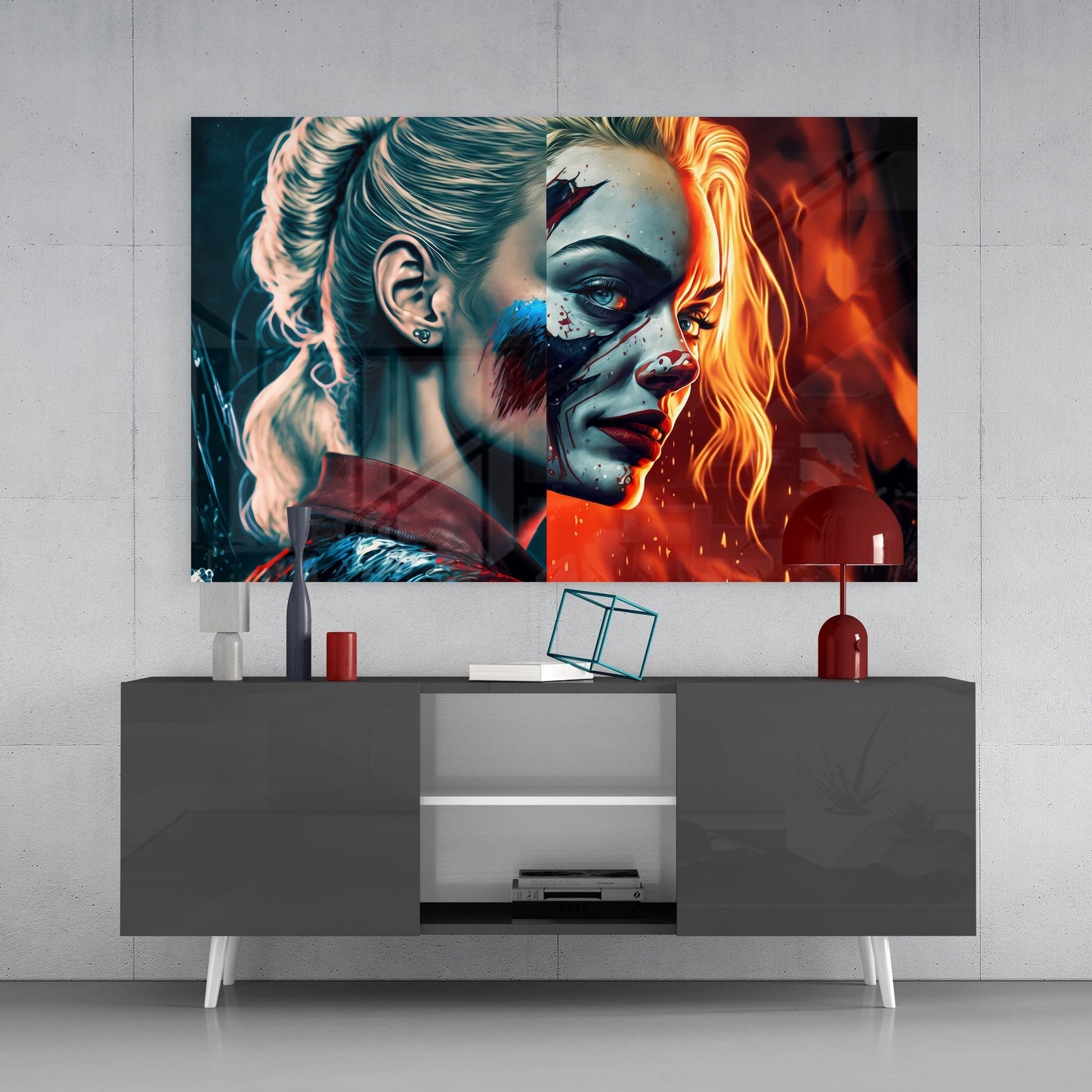 Harley Quinn Glass Wall Art || Designers Collection