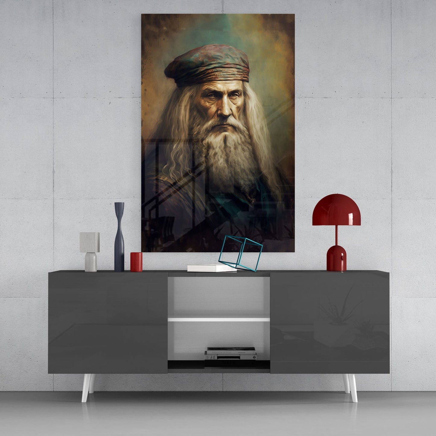 Leonardo da Vinci Glass Wall Art || Designers Collection