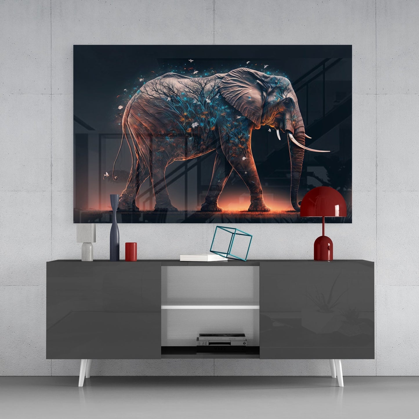Glory of an Elephant Glass Wall Art || Designers Collection