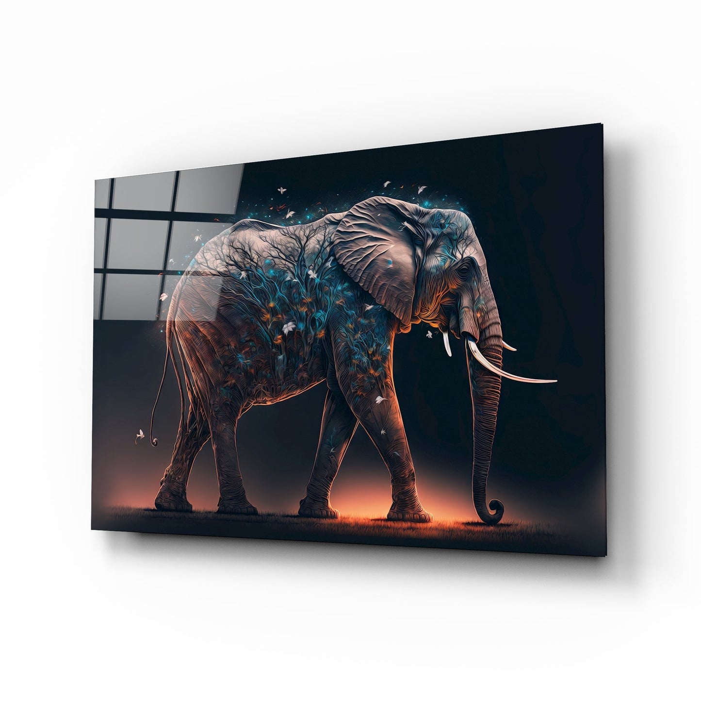 Glory of an Elephant Glass Wall Art || Designers Collection