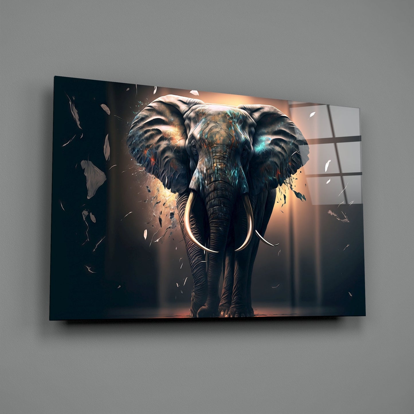 Glory of an Elephant Glass Wall Art || Designers Collection