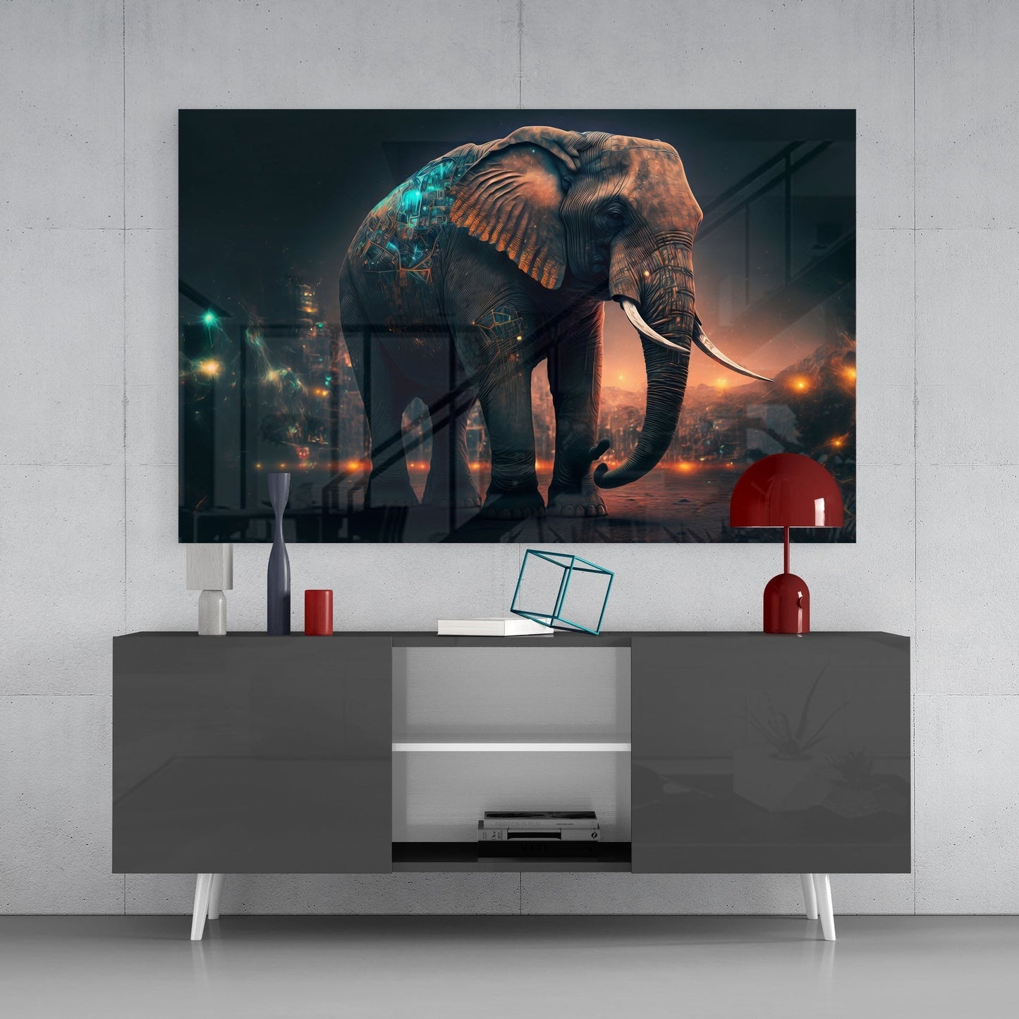 Glory of an Elephant Glass Wall Art || Designers Collection