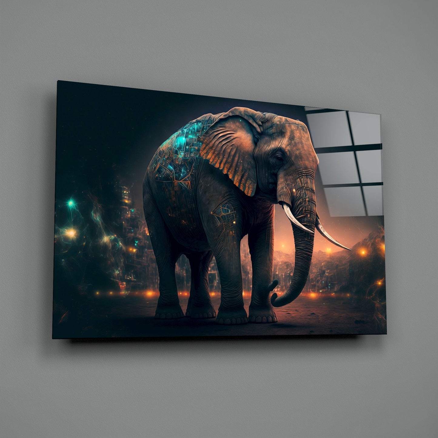 Glory of an Elephant Glass Wall Art || Designers Collection