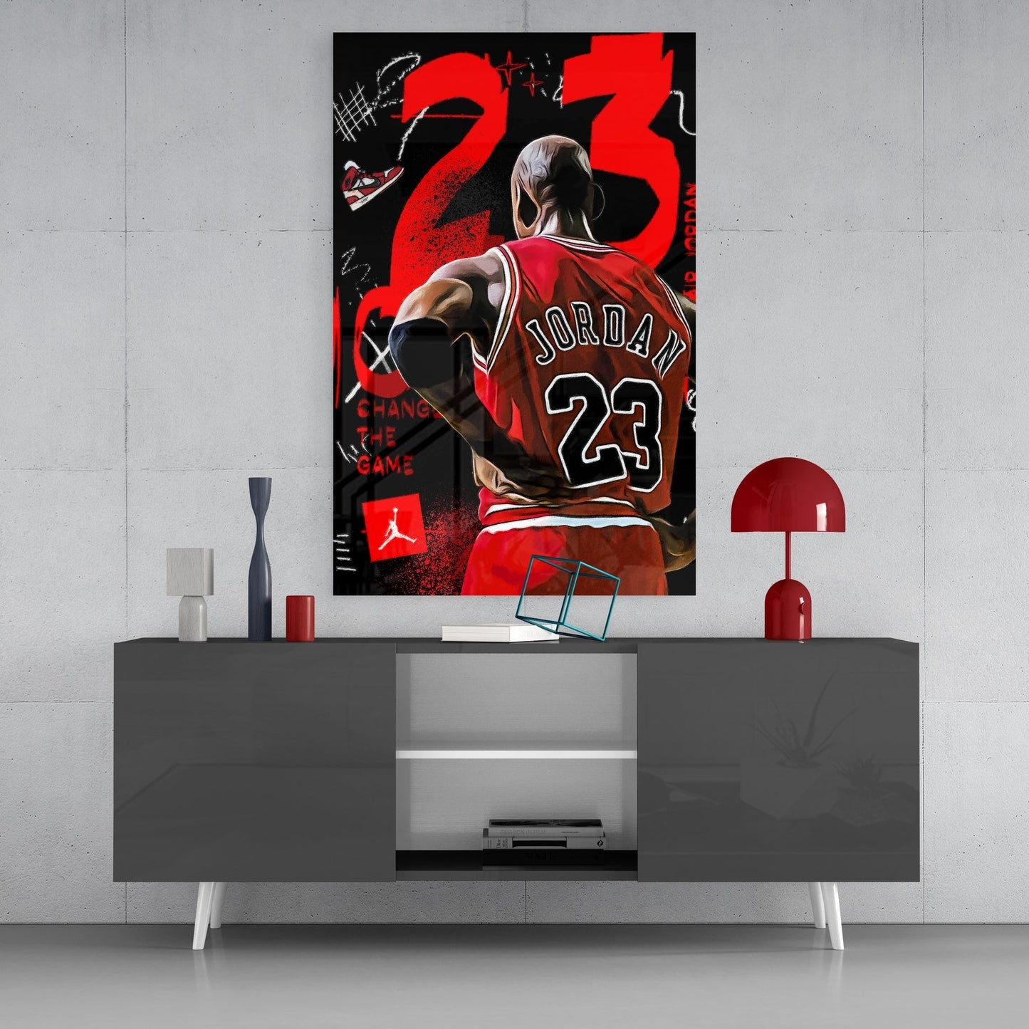 Micheal Jordan Glass Wall Art || Designers Collection