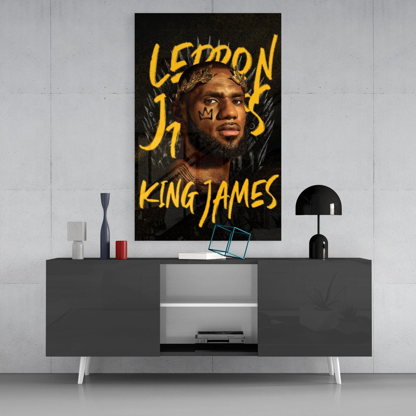 Lebron James, King Glass Wall Art || Designers Collection