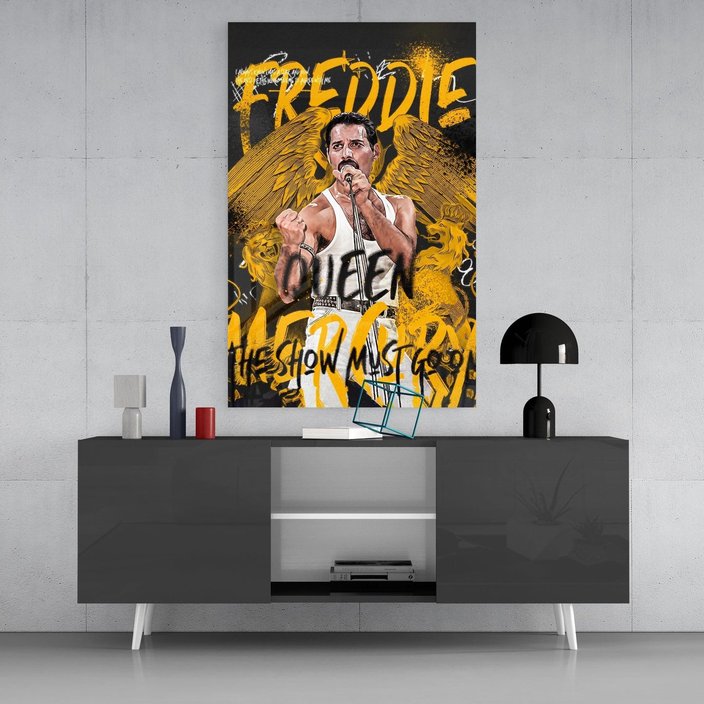 Freddie Mercury, The Queen Glass Wall Art || Designers Collection