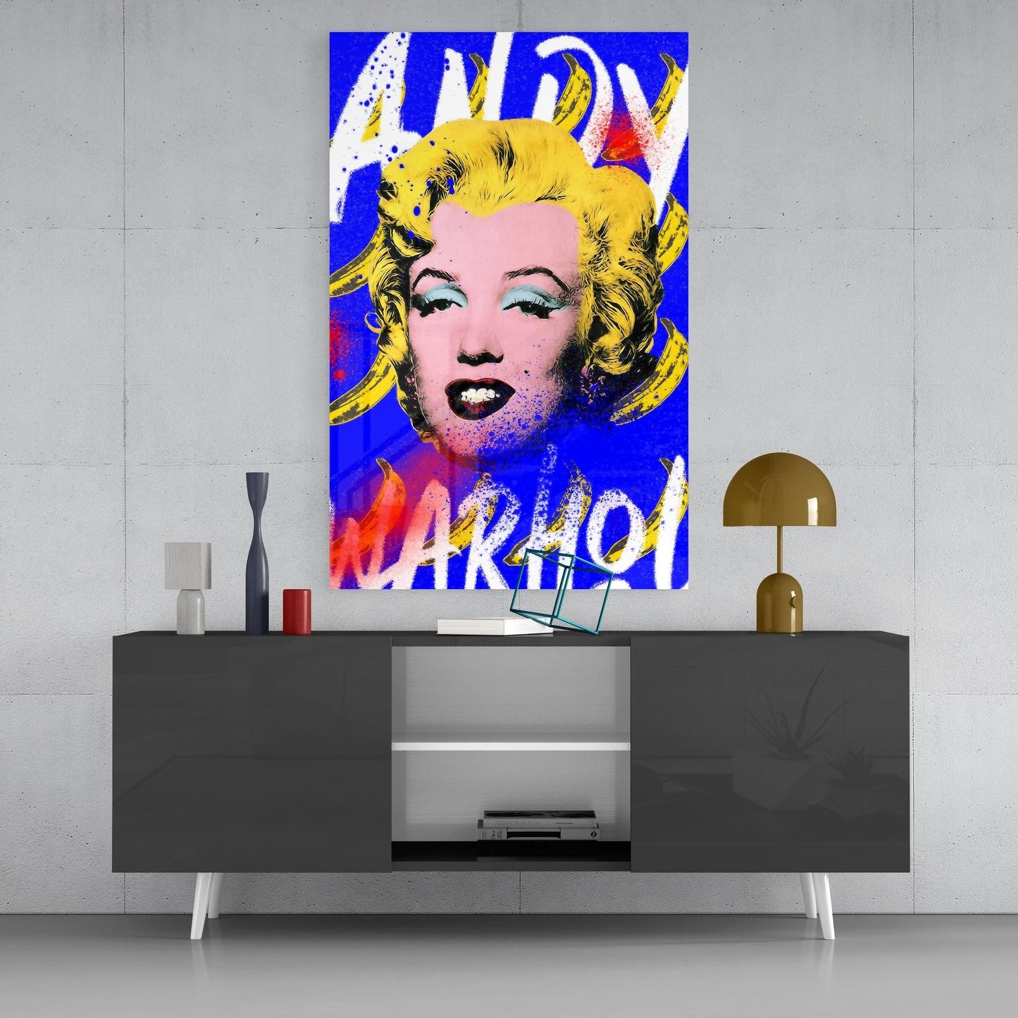 Andy Warhol and Marilyn Monroe Glass Wall Art || Designers Collection
