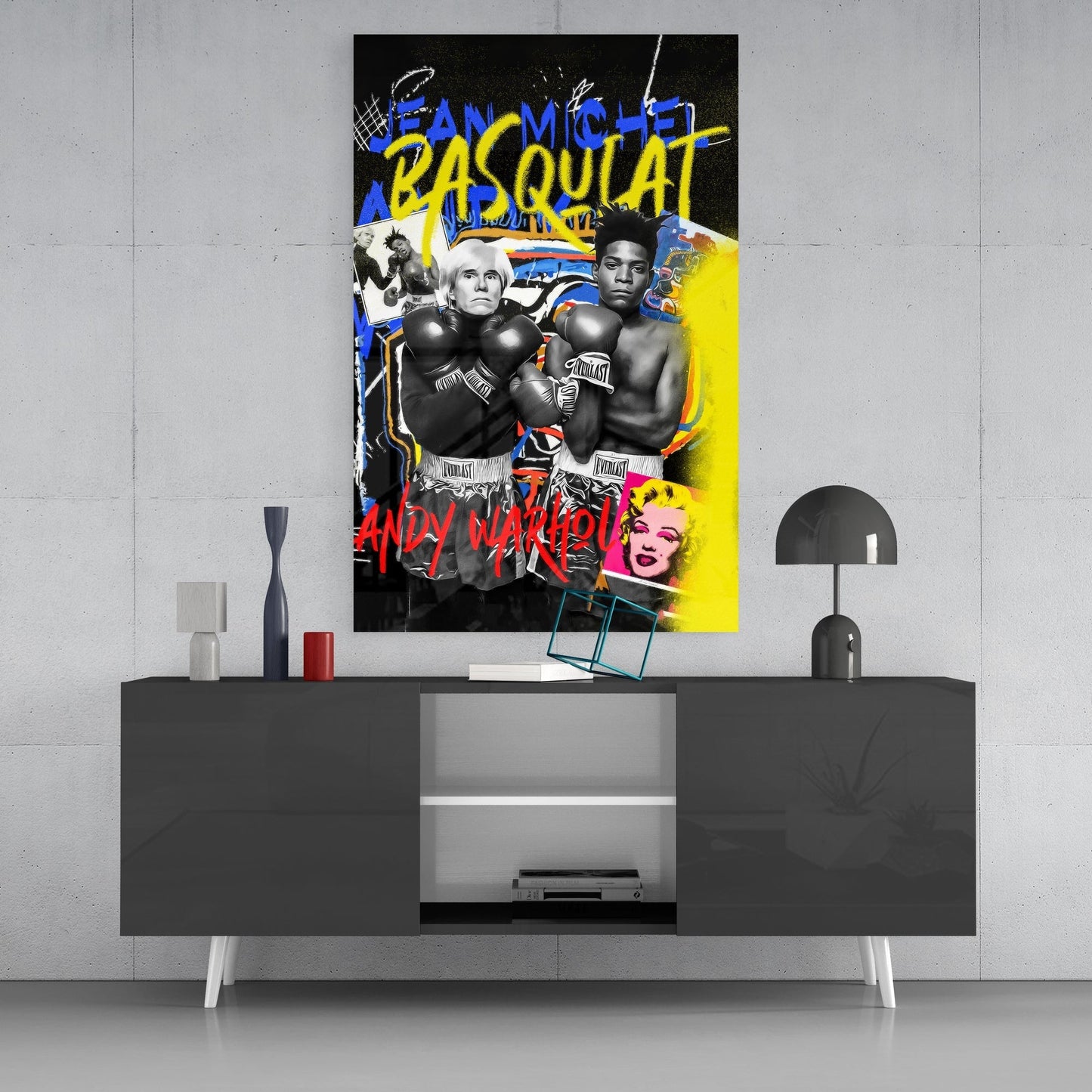 Andy Warhol vs Jean-Michel Basquiat Glass Wall Art || Designers Collection