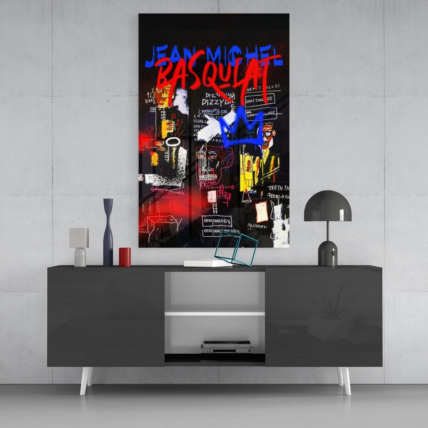 Style of Jean-Michel Basquiat Glass Wall Art || Designers Collection